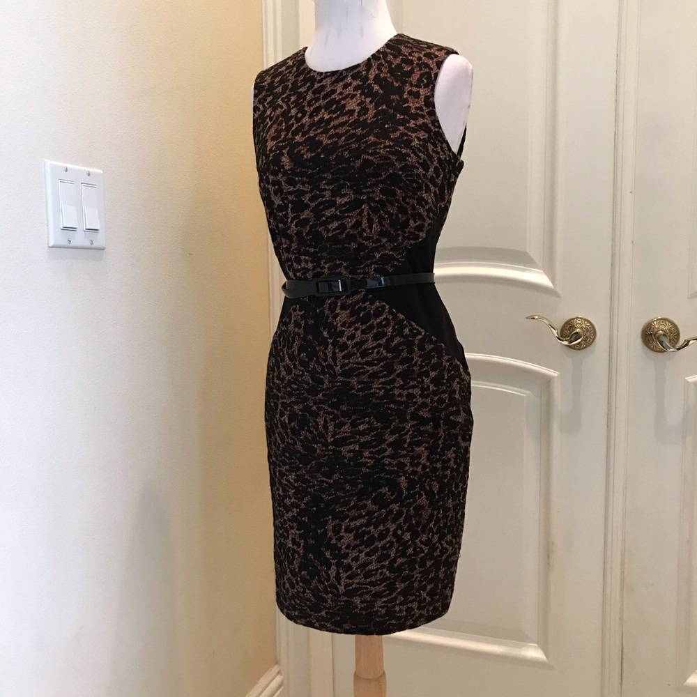NWT Calvin Klein animal print knit career dress